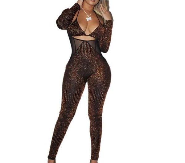 Miami Chic: Turn Heads with Our Temptation Mesh Splice Jumpsuit Set!