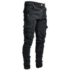 Black Men's Moda Tech Cargo Essentials Denim Jeans