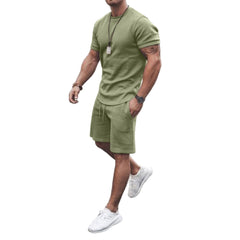 Men's Summer Vacation Solid Flex Sport Short Set