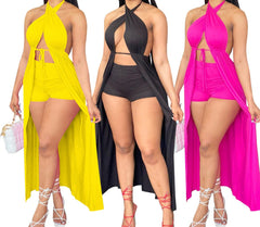 Summer Flaunt & Fit, Sexy Casual Solid Color Short Set