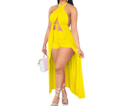 Summer Flaunt & Fit, Sexy Casual Solid Color Short Set