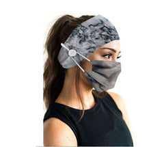 Wide Non-Slip Nurse Sweat Headband  Elastic Ear Protection with Mask Button