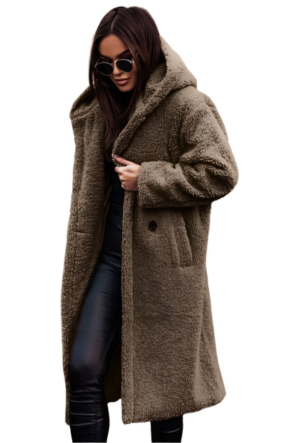 Women's Winter Hooded Long Wool Teddy Coat Warm & Stylish