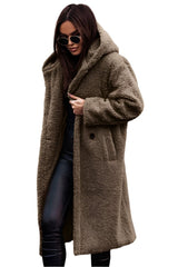 Women's Winter Hooded Long Wool Teddy Coat Warm & Stylish