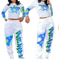 Vivid Style Women's Graphic Print Two-Piece Set Trendy & Casual Look
