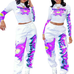 Vivid Style Women's Graphic Print Two-Piece Set Trendy & Casual Look