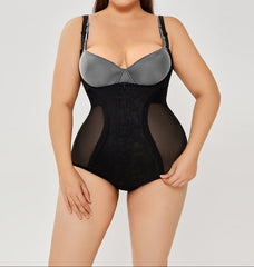 Black Women's Seamless Tummy Control Shapewear Bodysuit Sculpting Snatched Waist Body Shaper