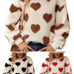 Oversized Women’s Love Heart Sweater Wool Loose Fit Pullover