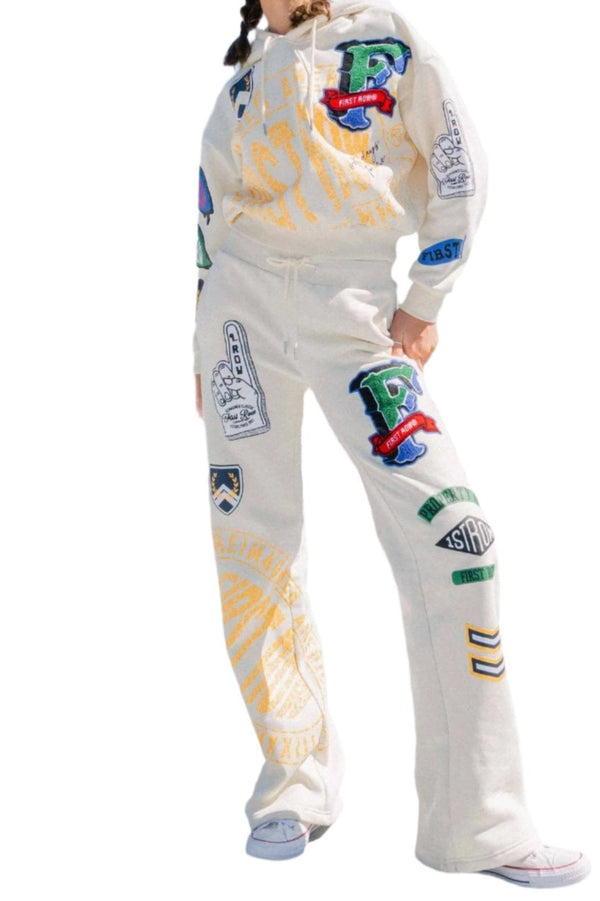 Chic Long-Sleeved Varsity Print Two-Piece Sweater Set - Fashionable & Comfortable