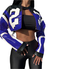 Women's Track Faux Leather Jacket  Stylish, Lightweight, and Versatile Outerwear