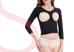 Black Full Arm Compression Vest – Medical Liposuction Recovery Garment with Sleeves