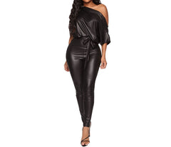 Faux Leather Fall Fusion Jumpsuit