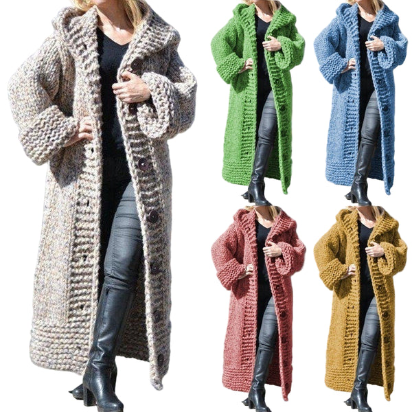 Plus Size Women's Fall Chunky Knit Cardigan  Long Open Front Sweater, Solid Colors, Cozy & Stylish