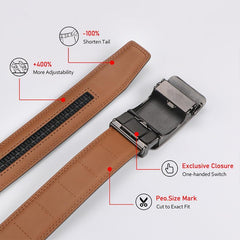 Men's Travel Belt Ultralight Genuine Leather Belt Slim Classic Style for Travel & Everyday Wear