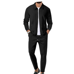 Men's Slim Fit Tracksuit Soft Cotton Blend Zip Jacket & Sweatpants Set