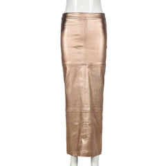 EuroChic Slim Metallic Long Skirt