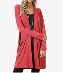 Women’s Open Front Cardigan Slim Fit or Oversized, Long Sleeve Casual Sweater with Pockets