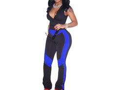 Color block halter jumpsuit for women summer one-piece romper