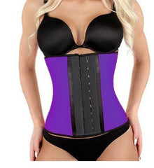 Plus Size Purple Colombian Latex Waist Trainer for Women 2-Hook Corset Cincher with Adjustable Tummy Control Sport Body Shaper