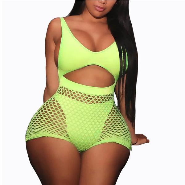 Beach Glamour Hollow Mesh One-Piece