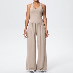 Light Khaki Women's Lightweight Breathable Yoga Pant Lounge Set