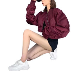 Women's Loose Cropped Pilot Jacket - Stylish Flight-Inspired Outerwear