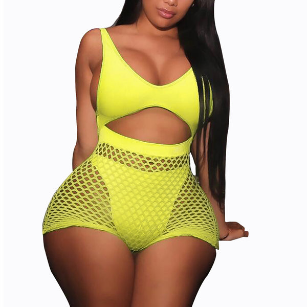 Beach Glamour Hollow Mesh One-Piece