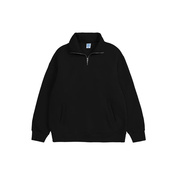 High Collar Half-Zip Polo Sweatshirt  Loose Fit, Relaxed Solid Style