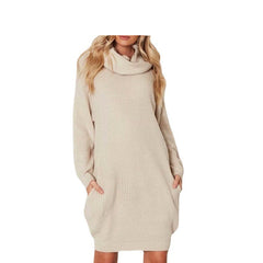 Women's Oversized Cowl Neck Sweater Dress – Cozy Knit Pullover