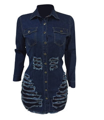 Summer Women’s Shredded Denim Dress - Casual and Chic