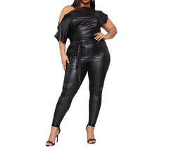 Faux Leather Fall Fusion Jumpsuit