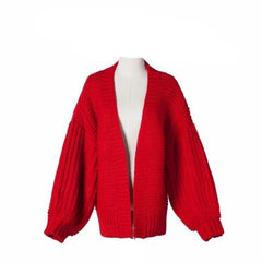 Red Kamilla Women’s Chunky Knit Cardigan Cropped Crochet Fall Jacket