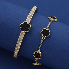 Lucky Blossom Duo: Women's Five-Petal Bracelet Set