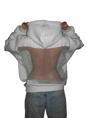 White Oversized Mesh-Back Hoodie Weekend Collective Sweatshirt
