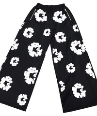 Women's Offset Print Loose Casual Sweatpants – Trendy Relaxed Fit