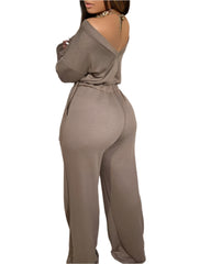 Off-Shoulder Elegance Women's Waist Defined Jumpsuit for Chic Everyday Style