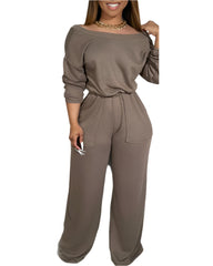Off-Shoulder Elegance Women's Waist Defined Jumpsuit for Chic Everyday Style