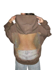 Brown Oversized Mesh-Back Hoodie Weekend Collective Sweatshirt