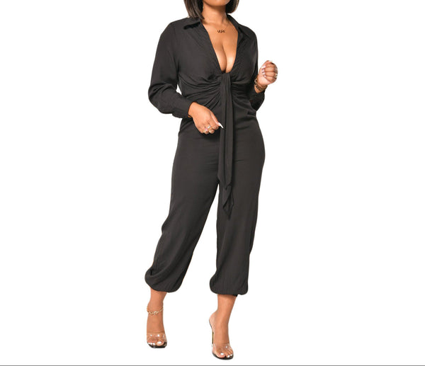 Black Plus Size Snuggle Fit Soft Loungewear Jumpsuit for Women