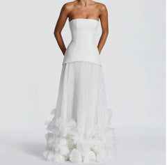 White Plus Size Elegant Pleated Sheath Evening Gown for Weddings and Galas