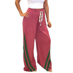 Stylish Diagonal Striped Waist-tight Sweatpants with Contrast Colors