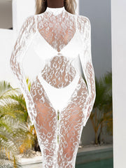 Women's Fashion Lace  Long-sleeved Jumpsuit