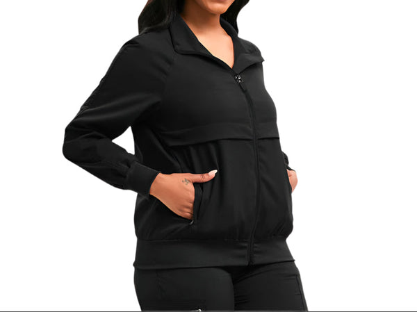 Black Women's Long Sleeve Medical Uniform Jacket Professional Dentist Scrub Coat