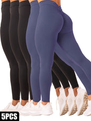 5-Pack Women's Seamless Scrunch Butt Leggings  High Waisted Tummy Control Workout Yoga Pants