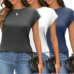 Women’s 3-Pack Basic Jersey T-Shirts Casual Summer Tops