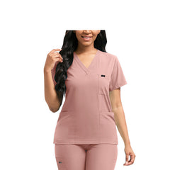 Essential Multi-Pocket V-Neck Scrub Set for Women  Top and Bottom