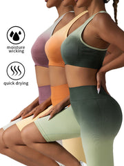 3Pack Seamless Ribbed Workout Set for Women  High Waist Yoga Shorts, Sports Bra & Activewear Outfit