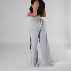 Stylish Diagonal Striped Waist-tight Sweatpants with Contrast Colors