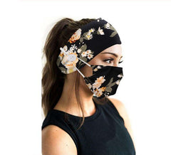 Wide Non-Slip Nurse Sweat Headband  Elastic Ear Protection with Mask Button