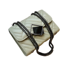 White Women's Khelsea  Inspired Shoulder Bag PU Lining Zipper Pocket
